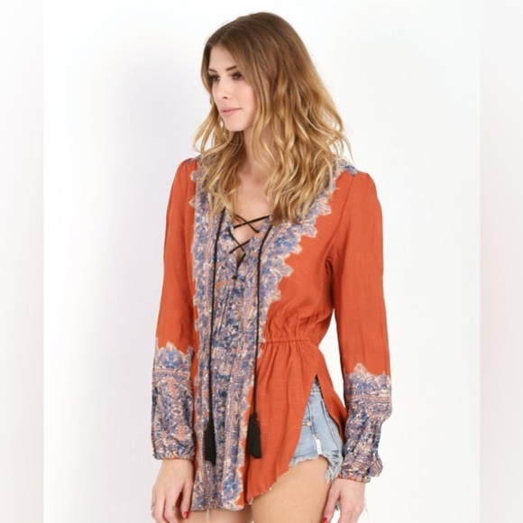 Free People Tops - FREE PEOPLE | | WILDEST MOMENTS TUNIC IN PERSIMMON COMBO MEDIUM